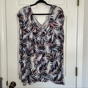 MOVING SALE - Lucky Brand Tropical Print Sleeveless Blue and Purple Top Sz 3X